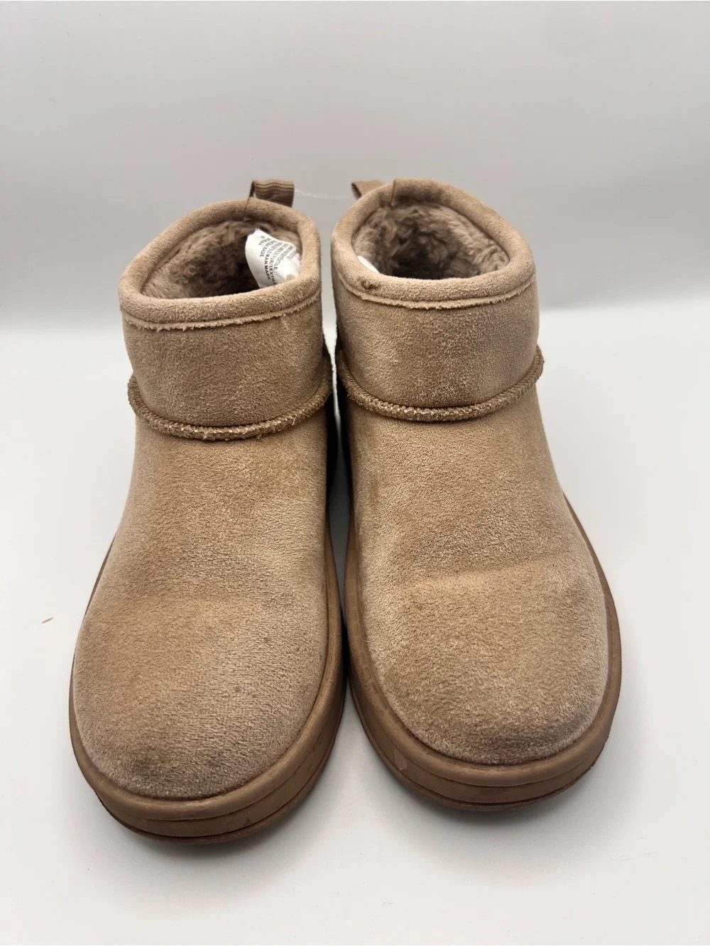 White Mountain Kids Girls 11M Inspo Chestnut Suede Faux Fur Ankle Boots